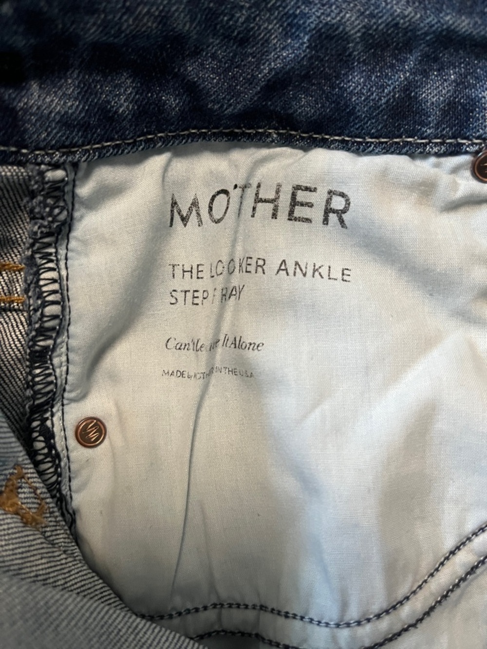 MOTHER Blue Faded Waistband Jeans - Picture 6 of 7